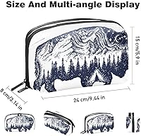 Vista 4 de Electronics Organizer, Buffalo Bull Travel Symbol Small Travel Cable Organizer Carrying Bag, Compact Tech Case Bag for Electronic Accessories