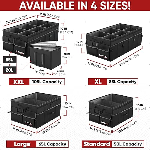 Miniatura 10 de FORTEM Organizador de maletero de automóvil, organizador plegable con múltiples compartimentos, almacenamiento plegable para accesorios de automóvil