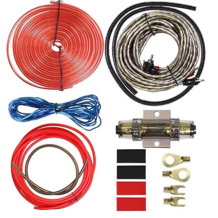 8 Gauge Car Amp Wiring Kit - Welugnal Amp Power Wire Amplifier Installation Wiring Wire Kit, Power, Ground, Remote Cable, RCA Cable,Speaker Wire, Split Loom Tubing Fuse Holder Subwoofers Wiring kit