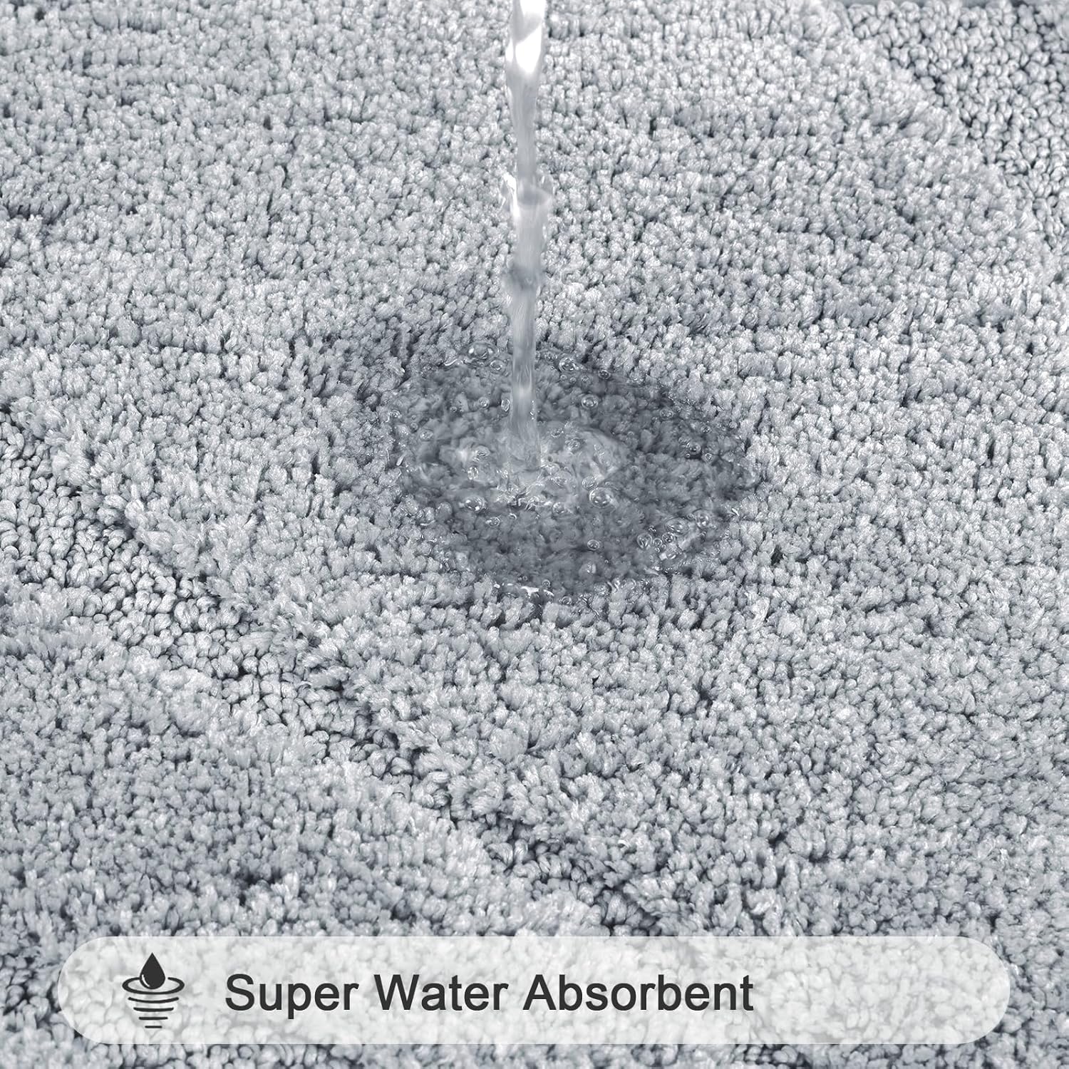 HEBE Bathroom Rugs Sets 5 Piece, Soft Absorbent Microfiber Bath Mat for Bathroom, Non Slip Washable Bath Rug Set with Toilet Cover, Bath Runner and U-Shaped Contour Toilet Rug, Light Grey