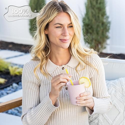 Miniatura 6 de Grow Forward Vasos de plástico prémium para niños, vasos de paja de trigo irrompibles de 13 onzas para niños, vasos para beber sin BPA no tóxicos