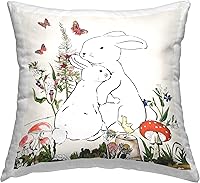 Vista 1 de Stupell Industries Sangita - Cojín de jardín con diseño de flores de primavera, prado, mariposa, diseño de conejo, 18 x 18 pulgadas, multicolor