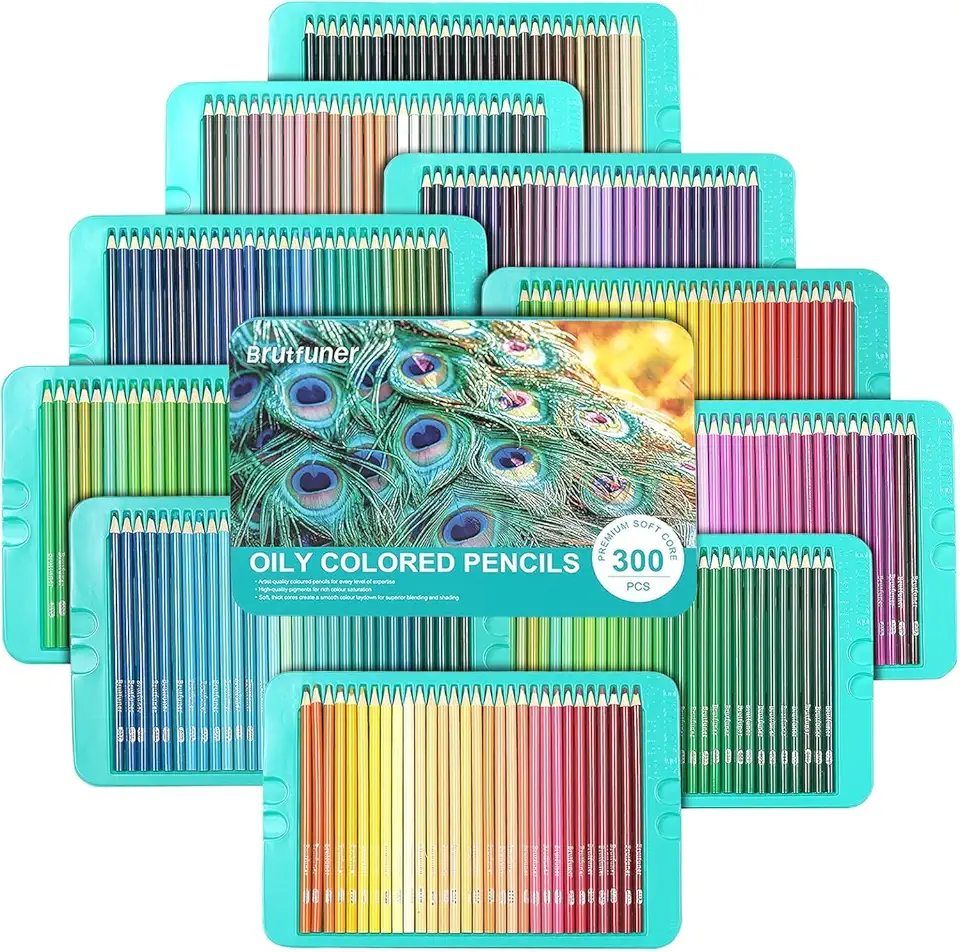 LBW Lápis de cor para livros de colorir para adultos, conjunto profissional de lápis de cor 300 à base de óleo para artistas iniciantes, ideal para colorir esboços, desenhos, mistura