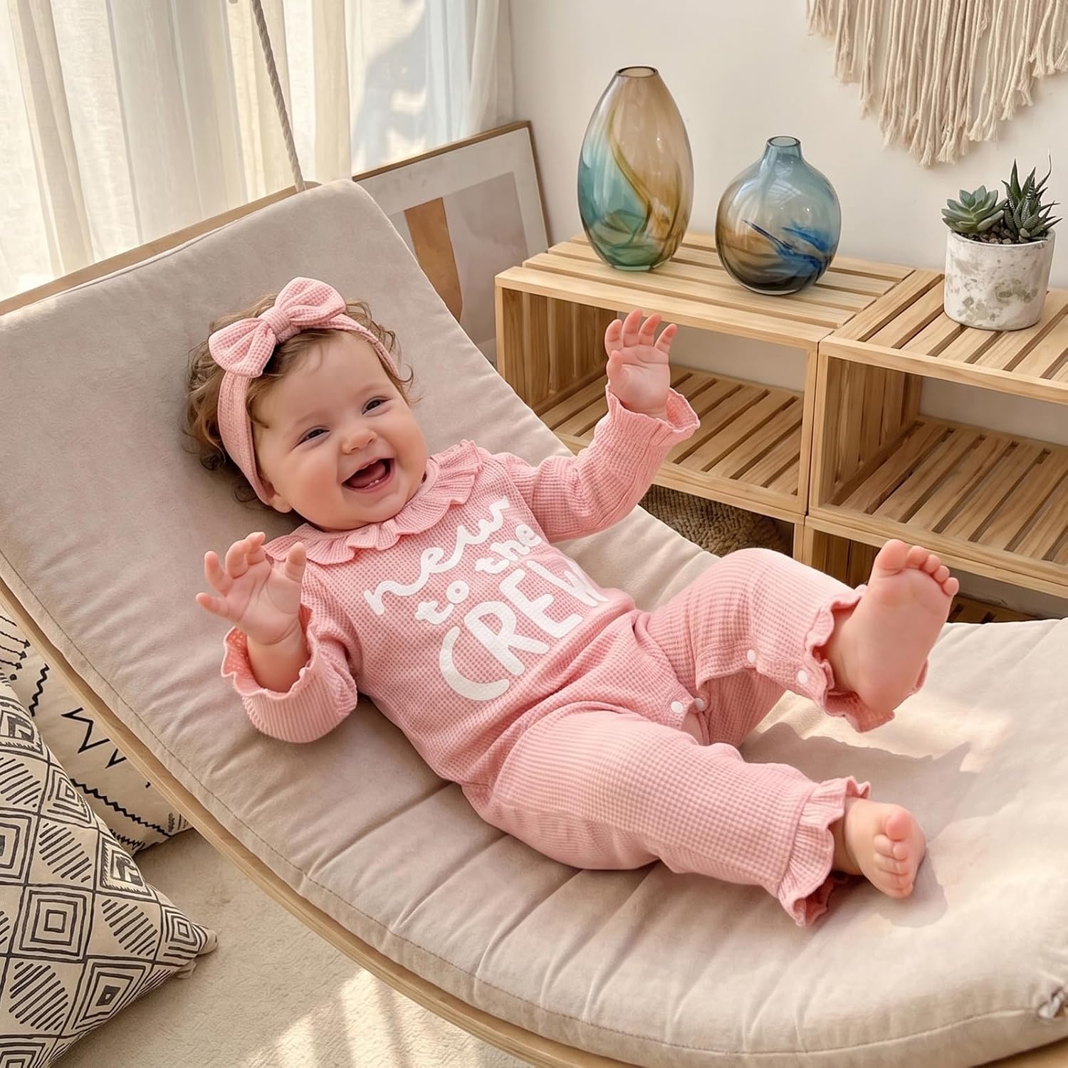 Sejardin Newborn Infant Baby Girl Romper Fall Clothes Letter Print Jumpsuit image 3