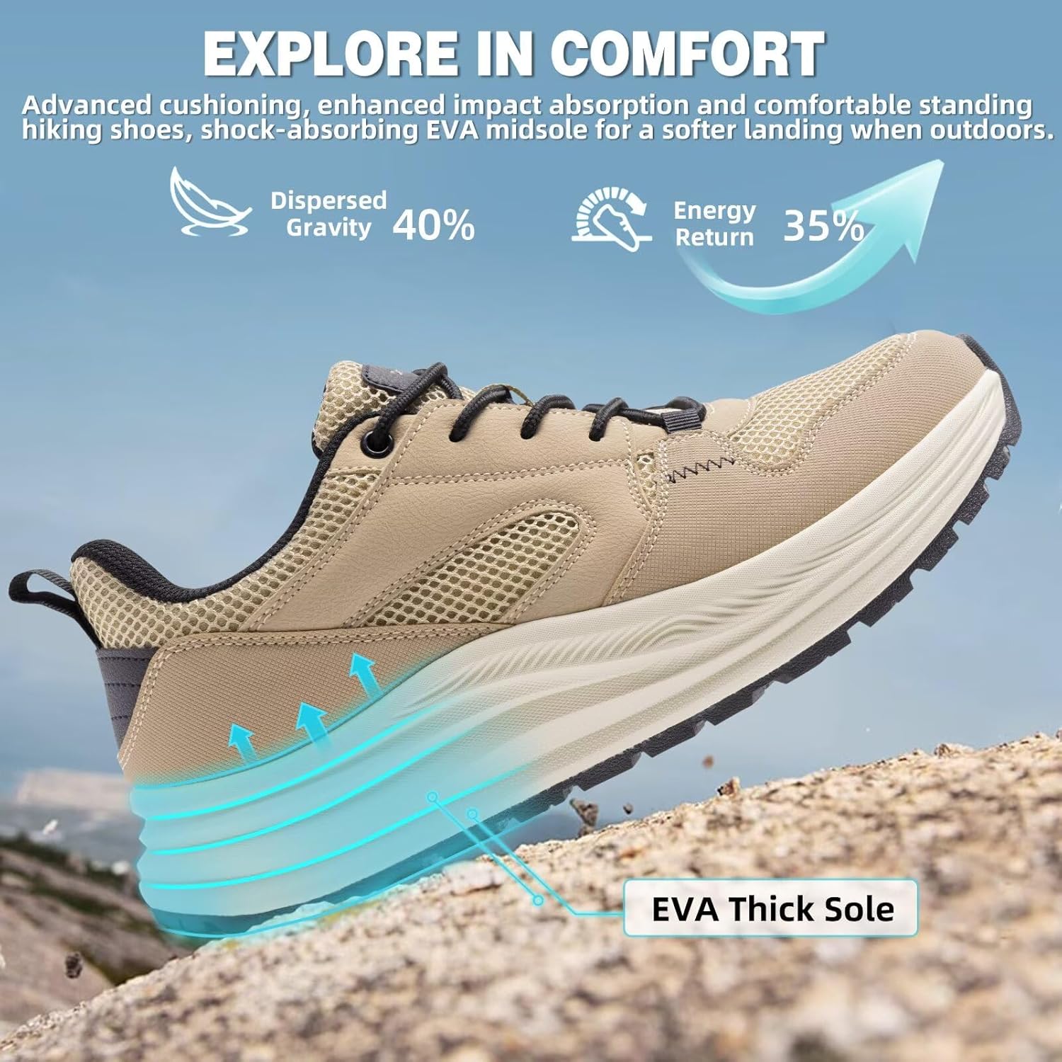 Men's Orthopedic Trail Running Shoes: Comfortable Casual Arch Support Plantar Fasciitis Orthotic Trekking Hiking Shoes, Flat Feet Tennis Sport Athletic Fashion Sneakers for Foot and Heel Pain Relief