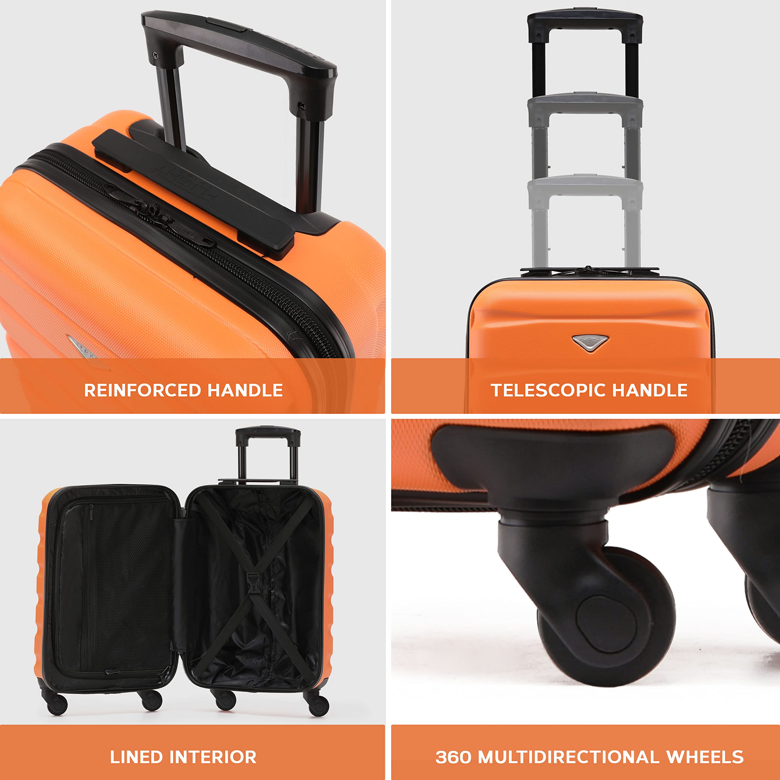 Flight Knight Cabin Suitcase 55x40x20 Ryanair Priority, EasyJet, Jet2 Lightweight Small Durable 4-Wheel Cabin Case, Carry-On for Over 60 Airlines, Hard Shell, 10kg Hand Luggage Bag (55 x 40 x 20 cm)