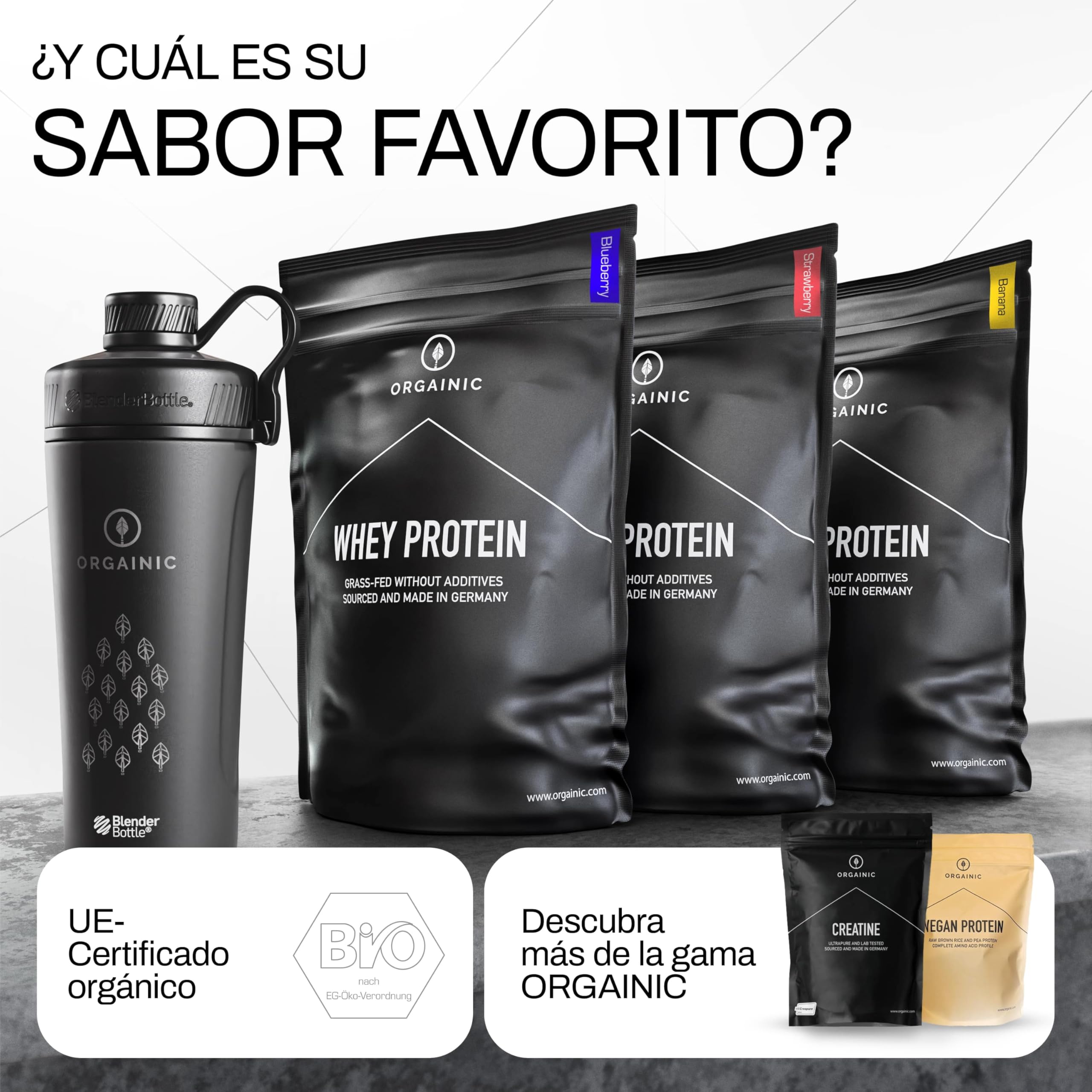 ORGAINIC Proteína de Suero de Leche - Aroma Natural - Con Aminoácidos Esenciales, No Esenciales y BCAA para Ganar y Aumentar Masa Muscular - Procesado en Frío, Sin GMO - Bolsa 1000g, Vainilla