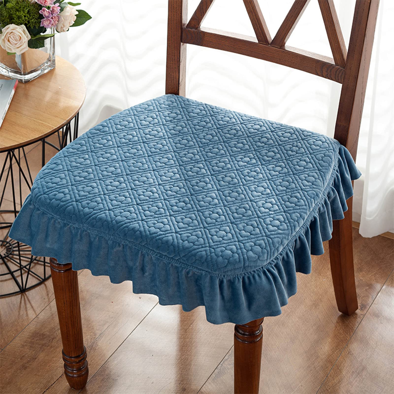 Elegant Dining Chair Pad Chair Pad Seat Cushion Comfortable Dining Chair Cushion Pad With Tie Kitchen Chair Seat Cushions For Rocking Chair Living Room Restaurant Home Patio Kitche-F L45xw43cm
