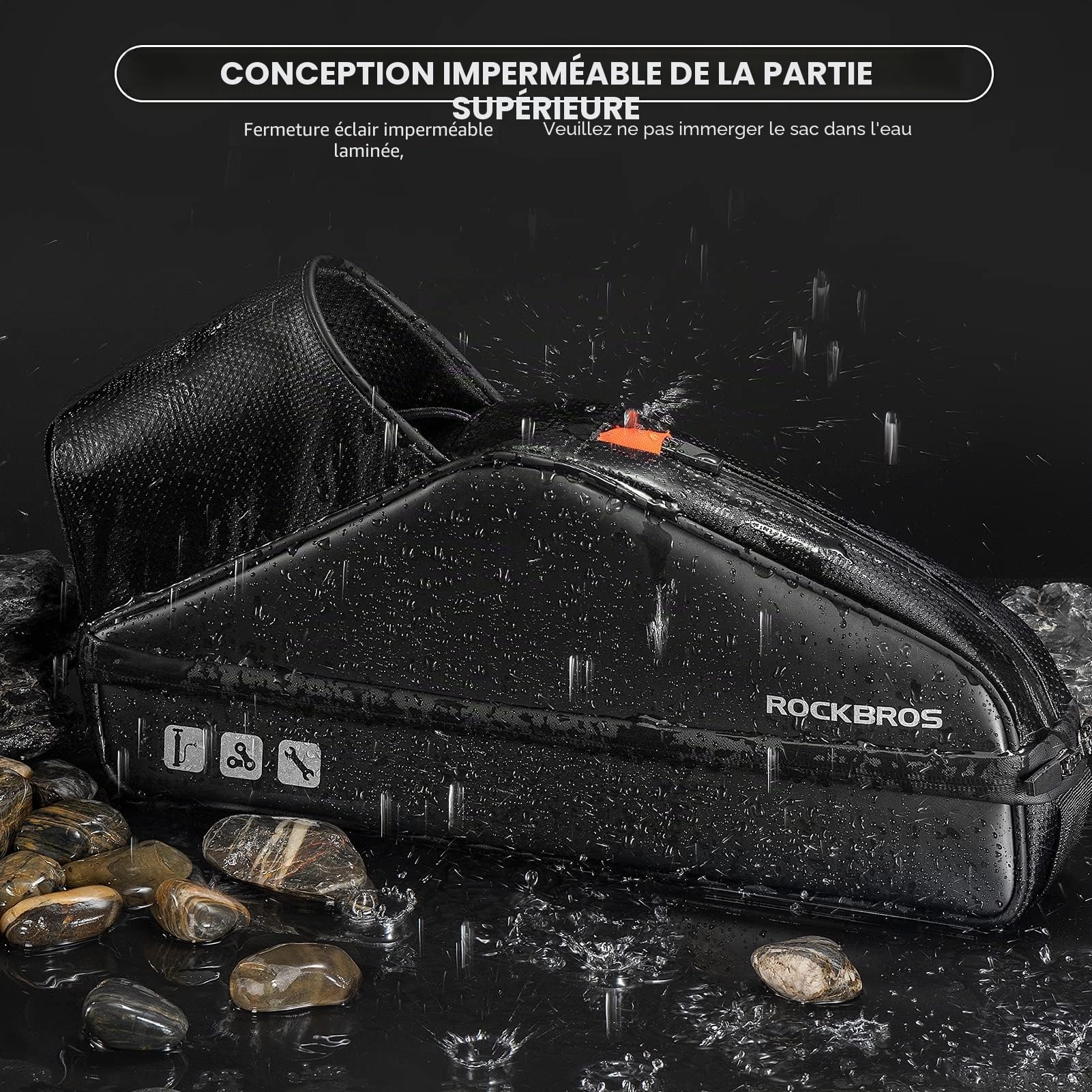 ROCKBROS Sac de rangement étanche pour VTT, vélo de route et scooter - 3 l - Espace fin et classifié