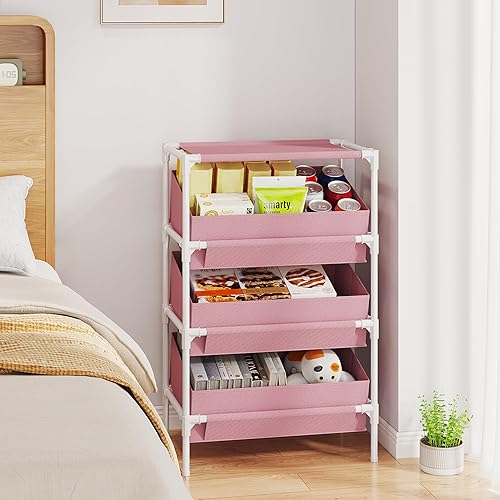 Miniatura 5 de Estante de almacenamiento de tela para juguetes con 3 cajas de almacenamiento grandes, adecuado para el hogar, jardín de infantes, dormitorio, sala