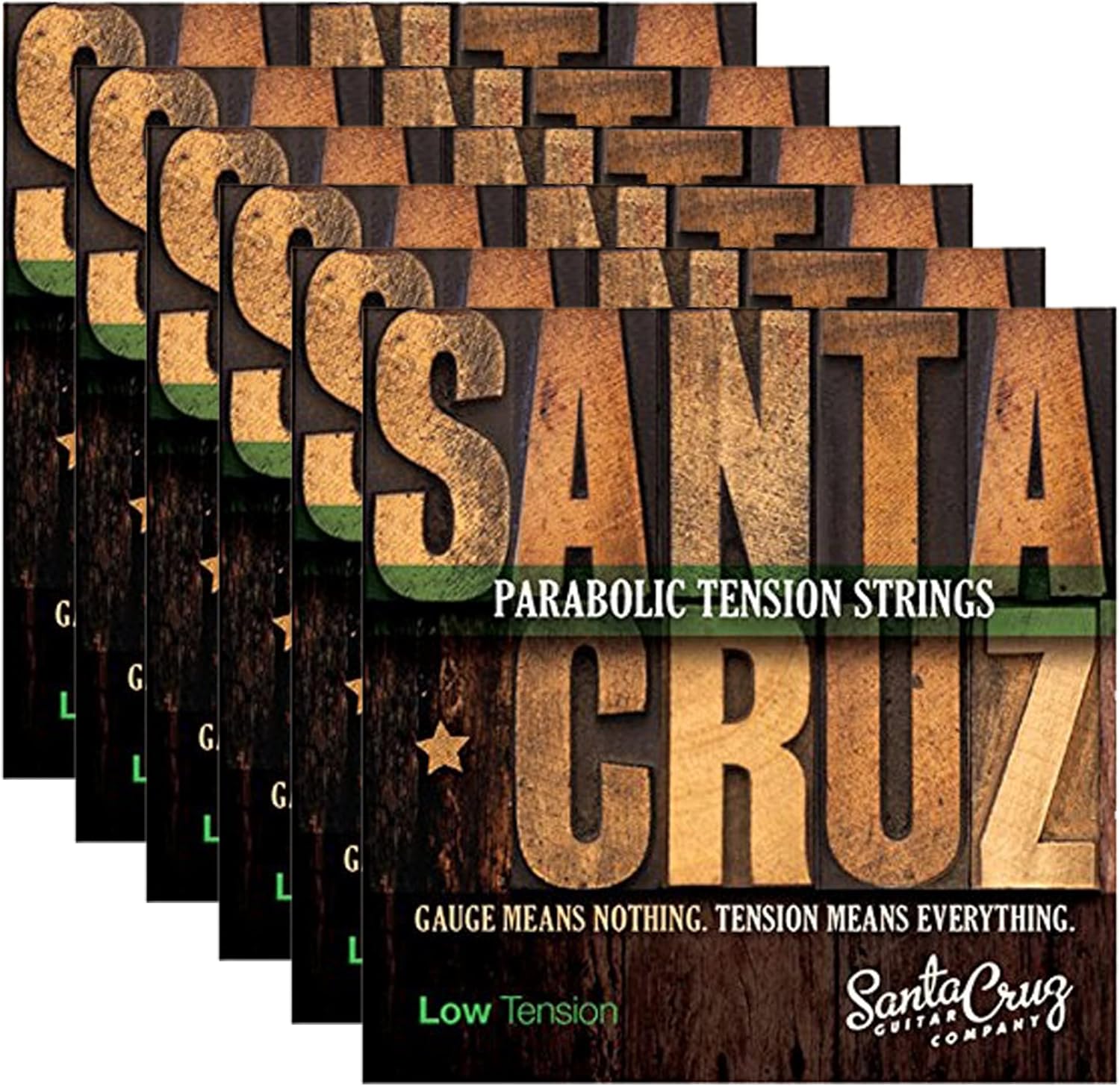 Santa Cruz Parabolic Tension Acoustic Guitar Strings Low Ten (6 Pack Bundle)