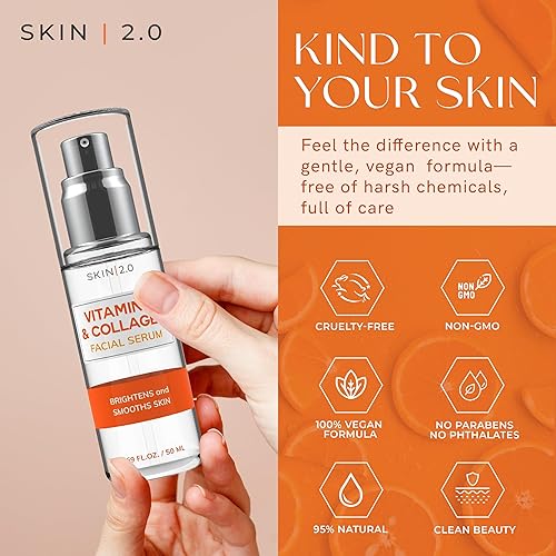 Miniatura 3 de Skin 20 Suero facial con vitamina C y colágeno cuidado diario de la piel facial con vitamina B3 y extracto de ácido hialurónico 100 vegano y libre