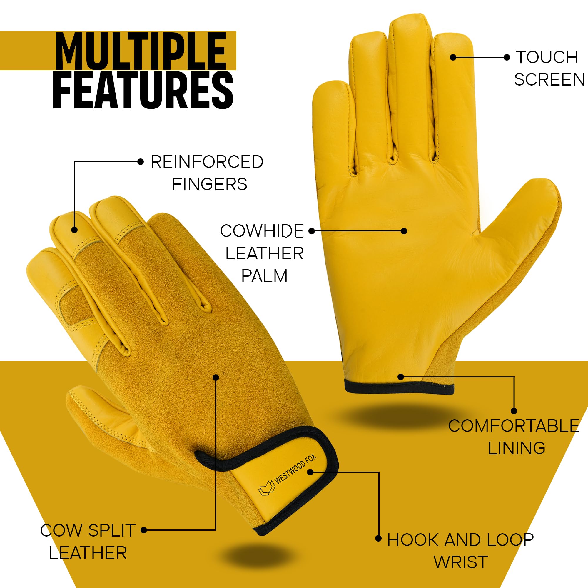 WESTWOOD FOX Ladies/Mens Leather Gardening Gloves Thorn Proof Rigger Garden work gloves, Safety Working Gloves - Image 2