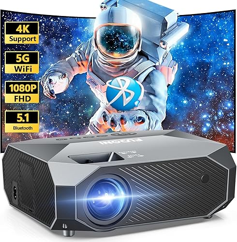 Vista 10 de Proyector con WiFi y Bluetooth, proyector de actualización FUDONI Native 1080P 14000L 4K compatible, proyector portátil de cine al aire libre