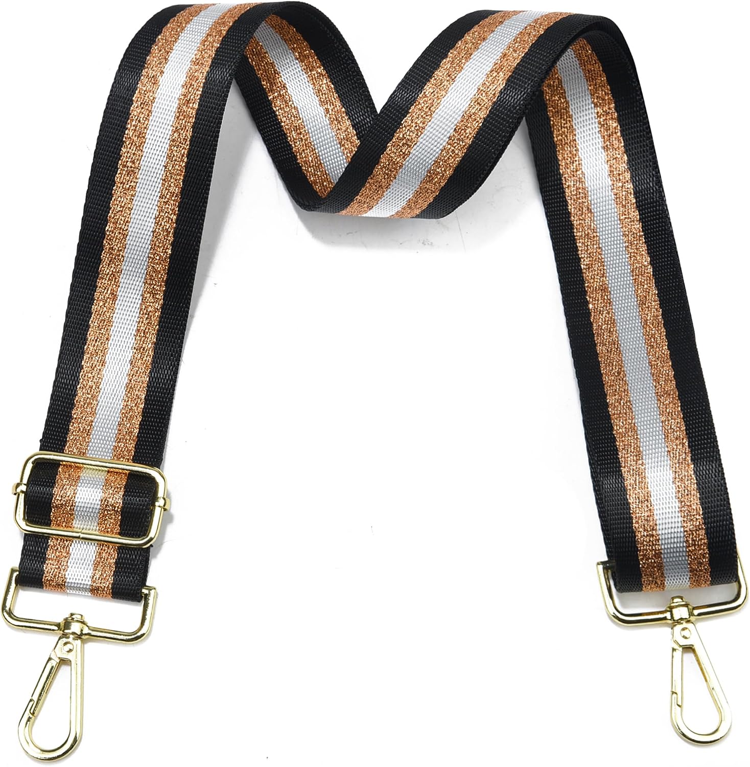 purse strap silver hardware wide bag straps replacement crossbody adjustable shoulder strap for purses goldhardware-blackgoldwhite-309