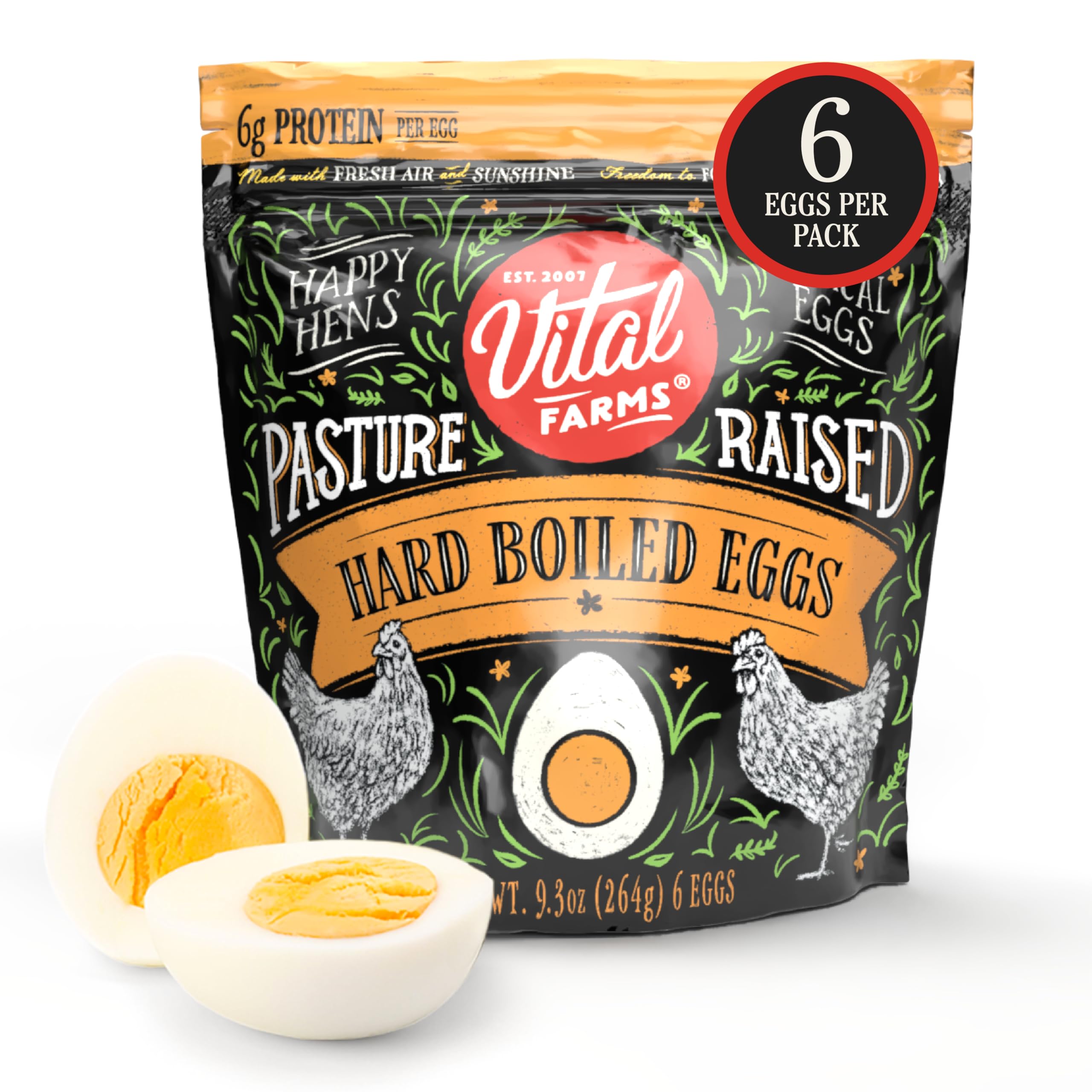 Amazon.com: Vital Farms Pasture-Raised Hard Boiled Eggs 6ct : Everything  Else
