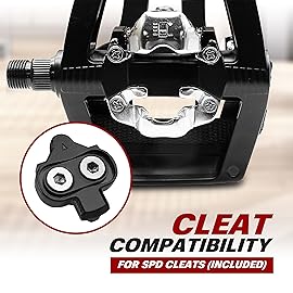 BV Bike Pedals Shimano SPD Compatible 9/16\'\' with Toe Clips - Peloton Pedals for Regular Shoes - Toe Cages for Peloton Bike - Exercise Bike Pedals