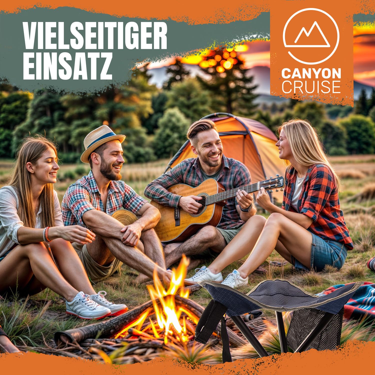 Stołek kempingowy Canyon Cruise; Przenośne składane krzesło kempingowe, stołek wędkarski, krzesło festiwalowe (1 szt.)