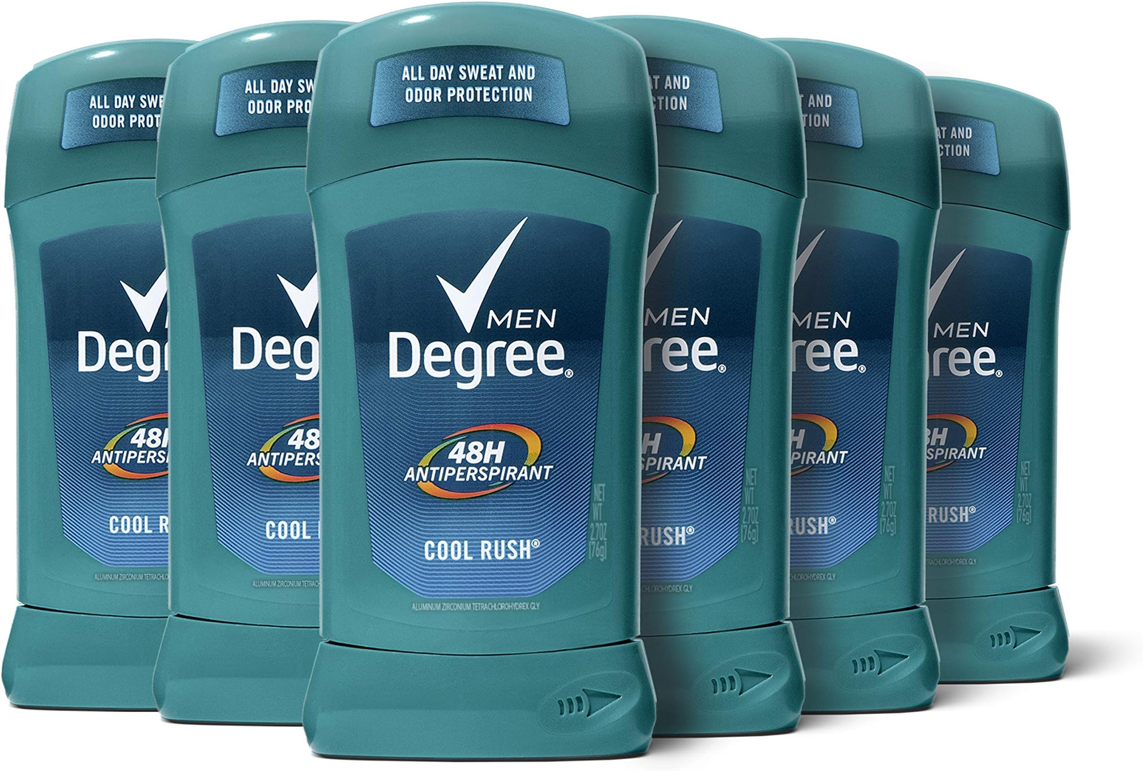 Degree Men Antiperspirant Deodorant Stick Cool Rush 48 Hour Protection 2.7 oz (Pack of 6)