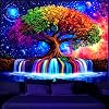 Simpkeely Blacklight Tree of Life Tapestry – UV Reactive Fantasy Colorful Rainbow Waterfall Wall Hanging, Glow in the Dark Galaxy Nature Poster for Bedroom, Living Room, Dorm – 51.2 x 59.1"