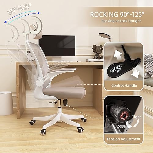 Miniatura 7 de Monhey Office Chair Ergonomic Desk Chair with Lumbar Support&Headrest&Flip-up Arms Height Adjustable Rocking Swivel High Back Computer Chair Warm
