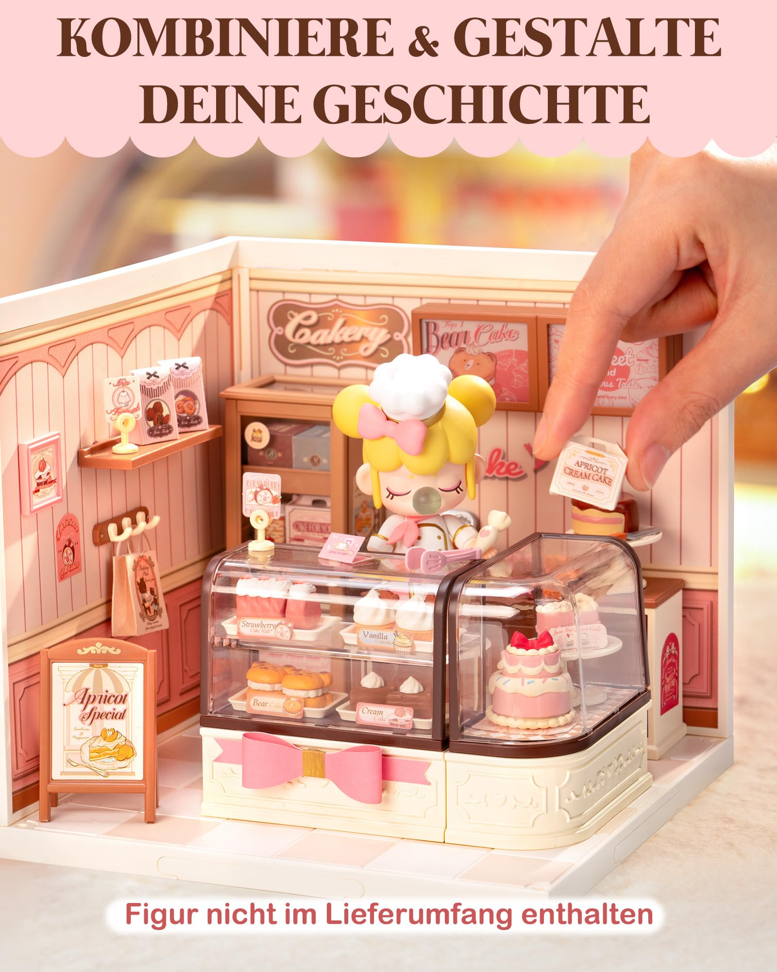 Rolife Super Creator Tasty Cake Shop, DIY Miniature House mit Licht, Ohne Kleber, Niedliche Miniwelt für Erwachsene & Frauen, Kombinierbare Puppenhaus-Deko, Schönes Geschenk für Frauen
