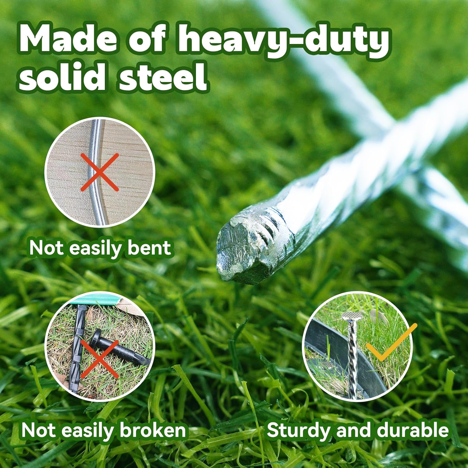 Extra-Long 14 Inch Spiral Landscape Stakes - Heavy Duty Solid Metal Anchors Spikes for Paver Edging, Weed Barrier, Trap, Tent and More (20 Counts)