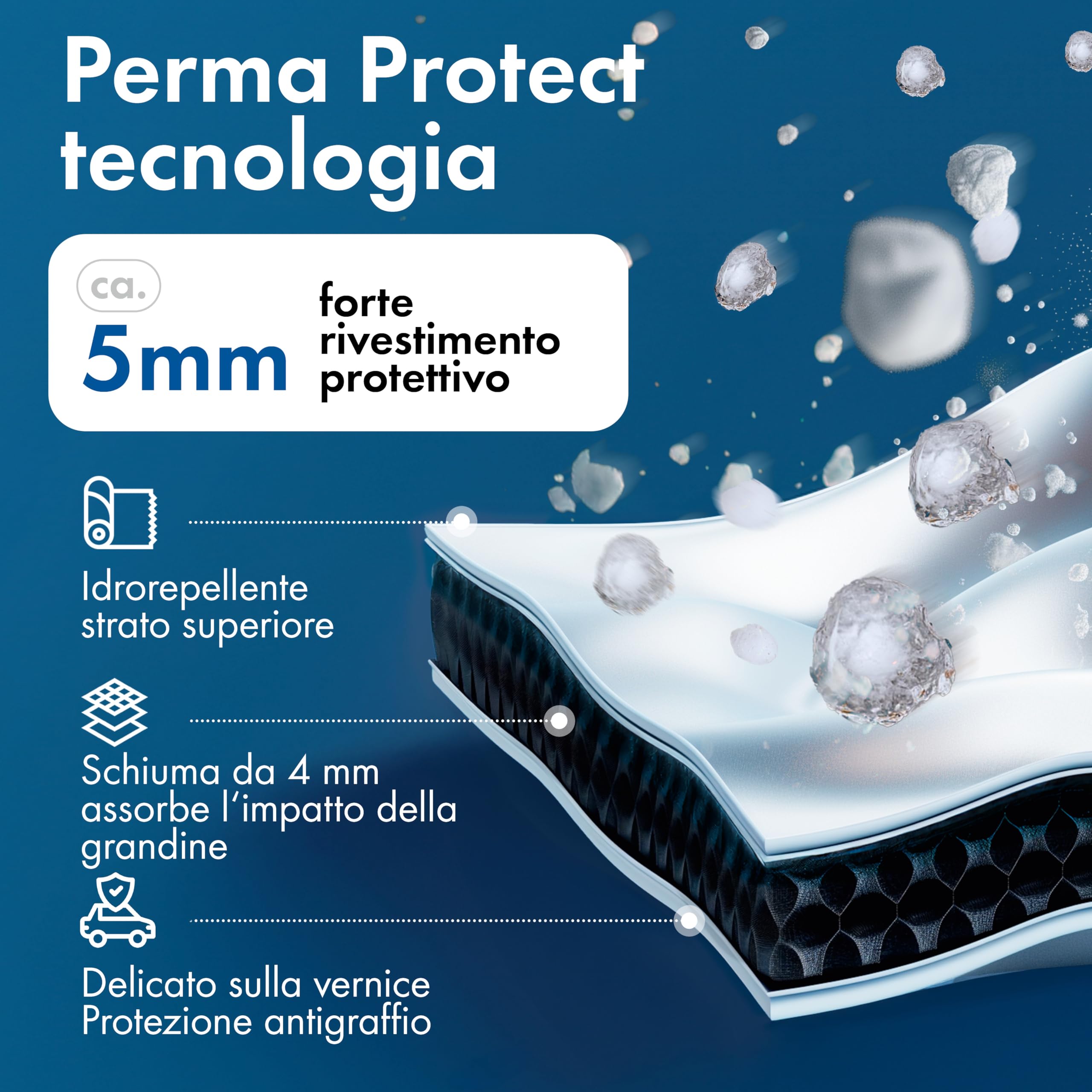 WALSER telo antigrandine per auto, Perma Protect, prodotto Molto Buono* copertura per auto antigrandine, certificato dal TÜV Austria* telo protettivo idrorepellente, Copriauto Misura 3