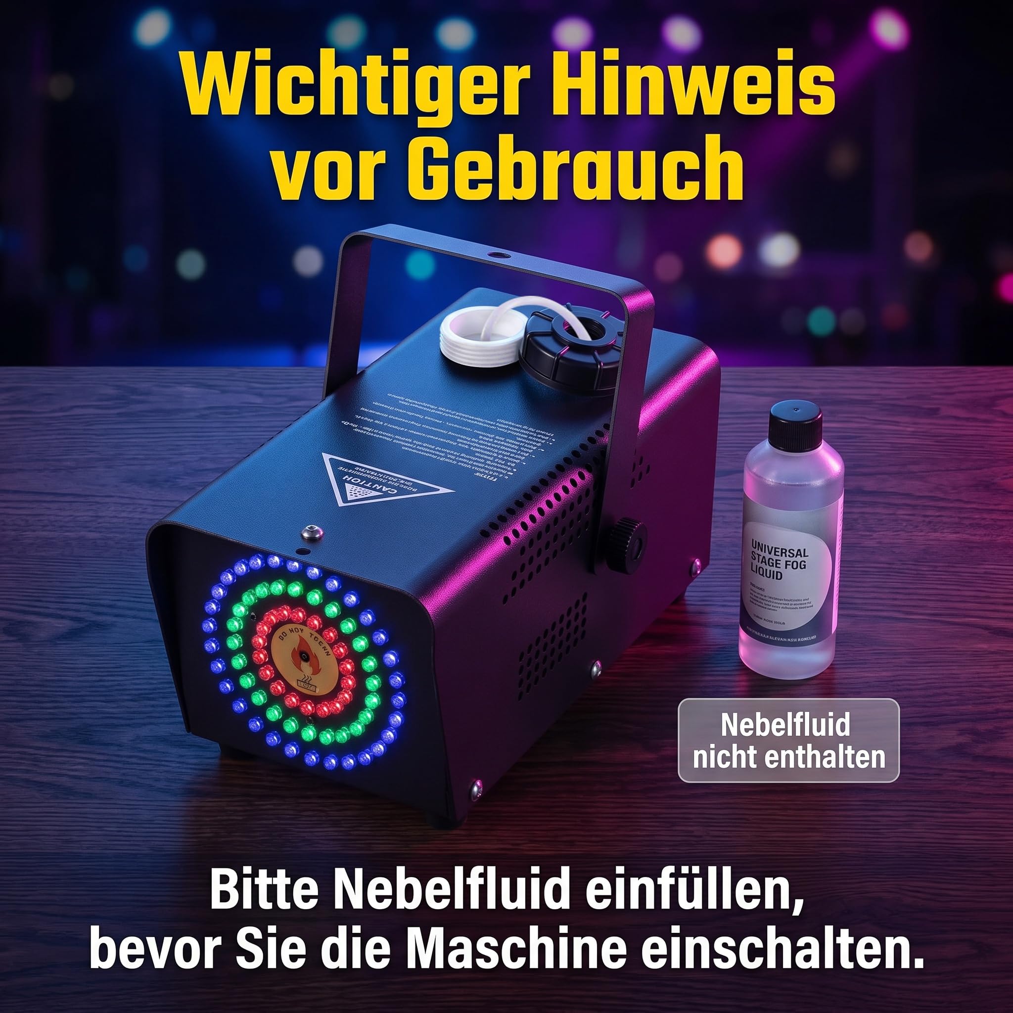 Machine à fumée 500 W avec 72 LED RVB et télécommande pour fête, Halloween