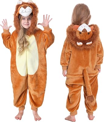 TONWHAR Kids Cartoon Animal Onesie Pajamas Halloween Cosplay Costume Jumpsuit Partywear for Boys & Girls