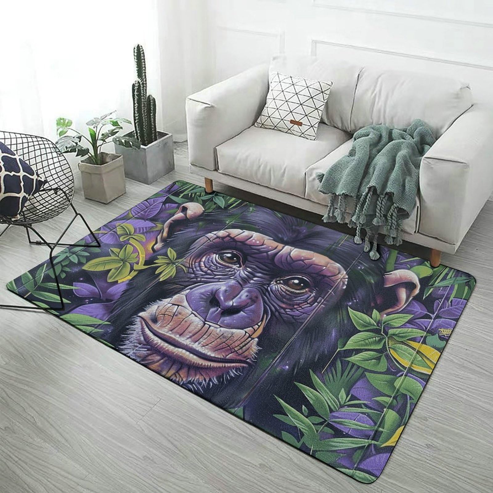 Tapis de sol absorbant 152x101 cm lavable motif jungle graffiti