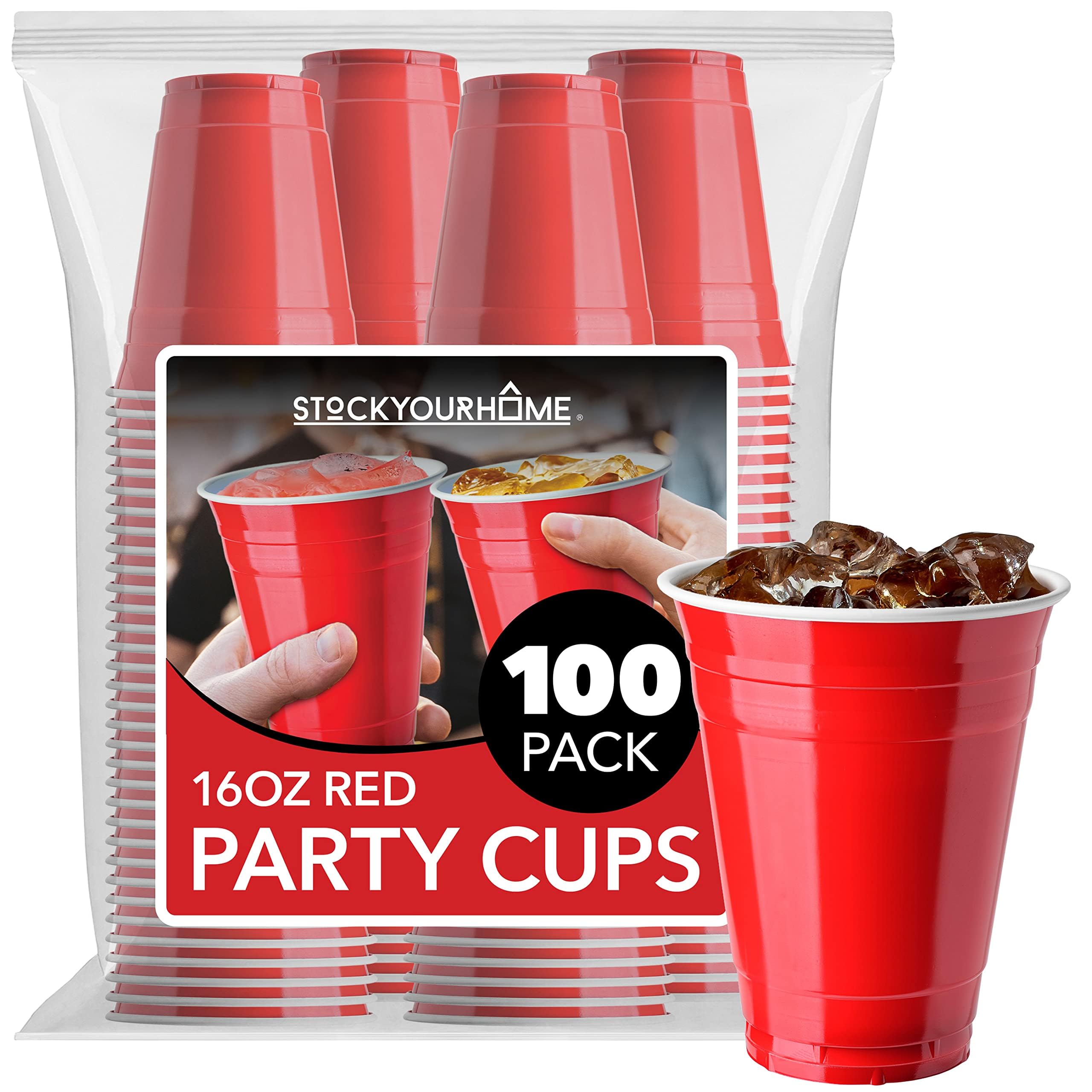 Red Solo Cups American Red Plastic Party Cups  50-Pack, 12oz Or 16oz,  Disposable & Reusable For Beer Pong Christmas Cups
