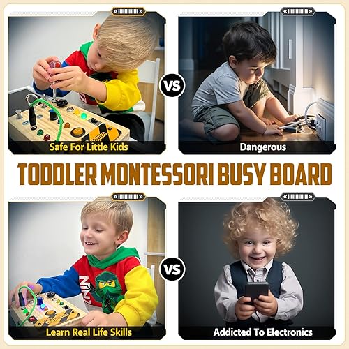 Miniatura 8 de Tabla Montessori de ocupación, juguetes Montessori para niños de 3 años, juguetes sensoriales para niños pequeños de 1 a 3, tablero de madera para