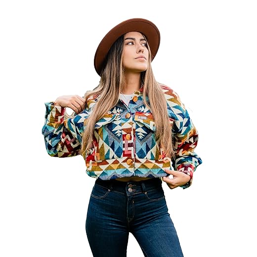 Camisa feminina grossa de alpaca com botões de coco | Feita à mão por artesãos Otavalenos do Equador.