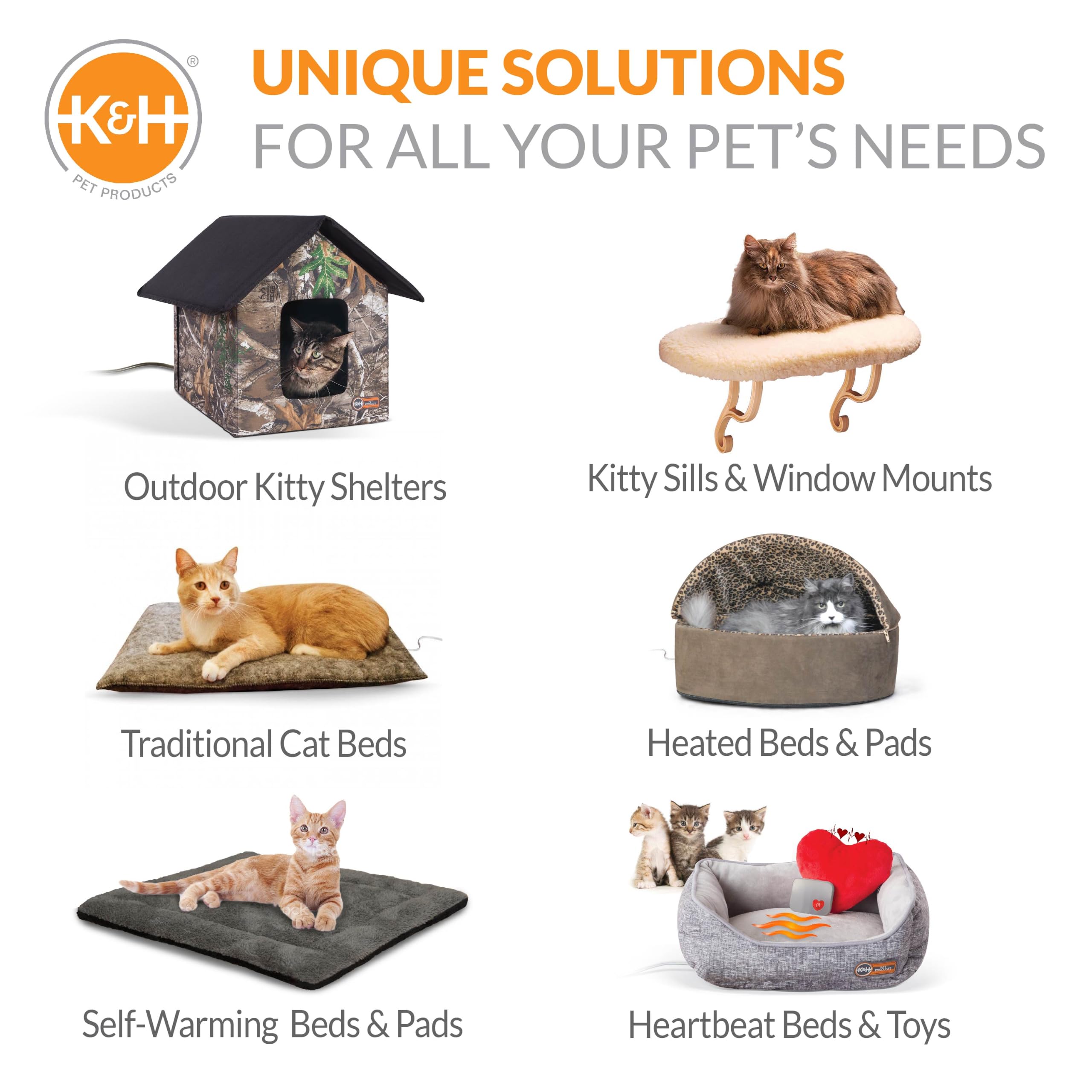 K&H Pet Products Kitty Sill - Percha térmica para gatos grandes, hamaca ortopédica para ventana con capacidad para 40 libras, funda lavable, asiento de cama para interiores – forro polar crema,