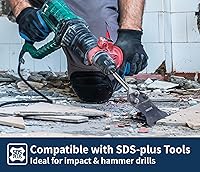 Vista 4 de SDS Plus - Rascador de suelo con pernos y tuercas de repuesto, herramienta de eliminación de azulejos inoxidables de 4 x 10 pulgadas, herramienta