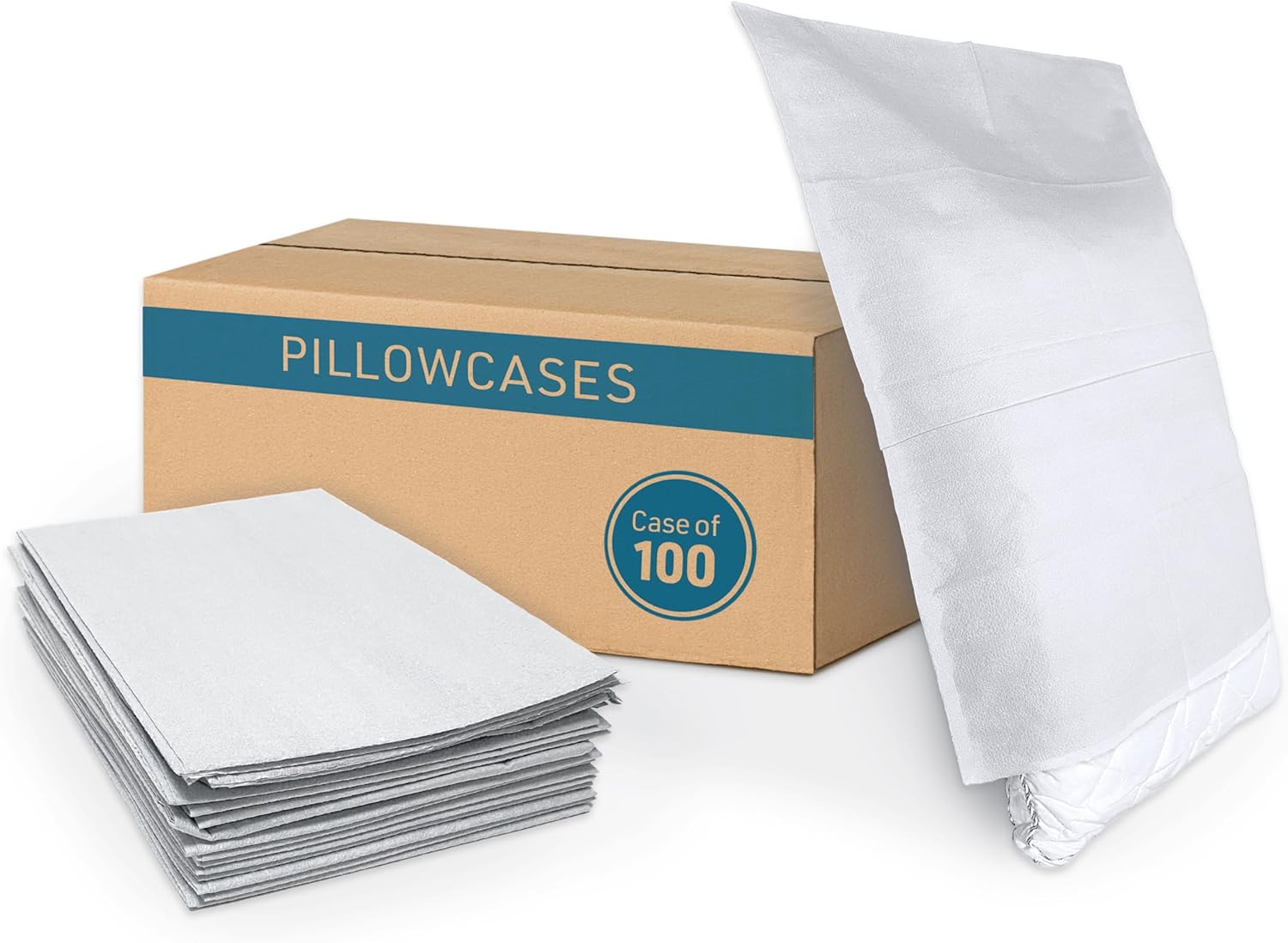 BodyMed® Disposable Pillowcases (Tissue/Poly) – Disposable Pillow Cases – Medical Paper Pillowcases – Case of 100 – 21" x 30" – White