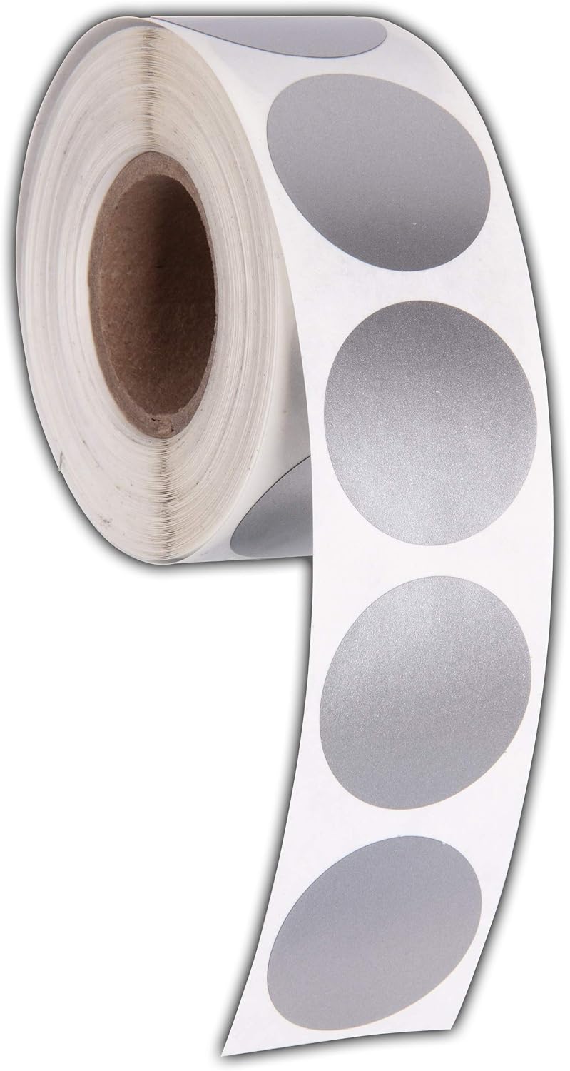 Kenco Scratch Off Stickers - Silver Scratch Off Labels Stickers - Made in The USA (Silver 1" Circle, 500 Stickers)