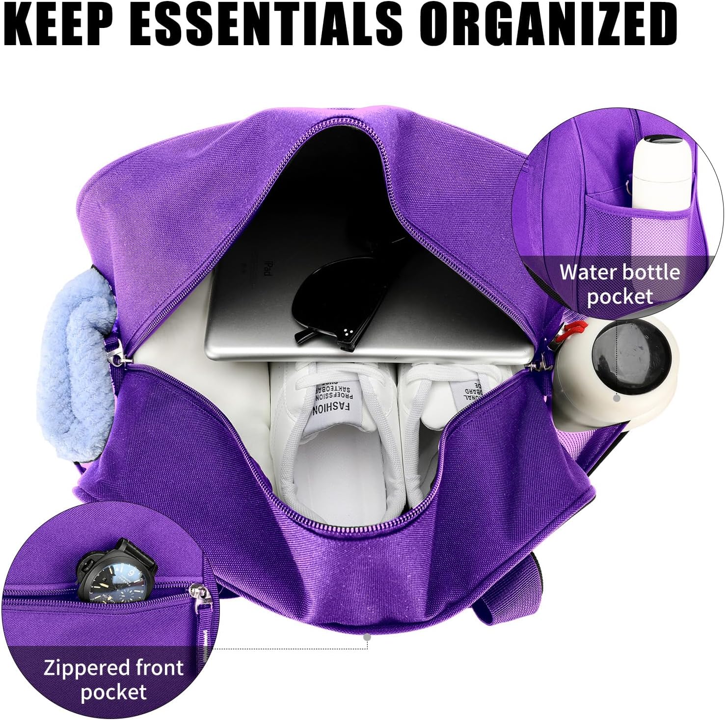 SeaRock 14 inch Small Gym Bag for Men & Women, Mini Duffle Bag for Travel Sports, Lightweight Carry On Duffel Bag, Purple - Image 4