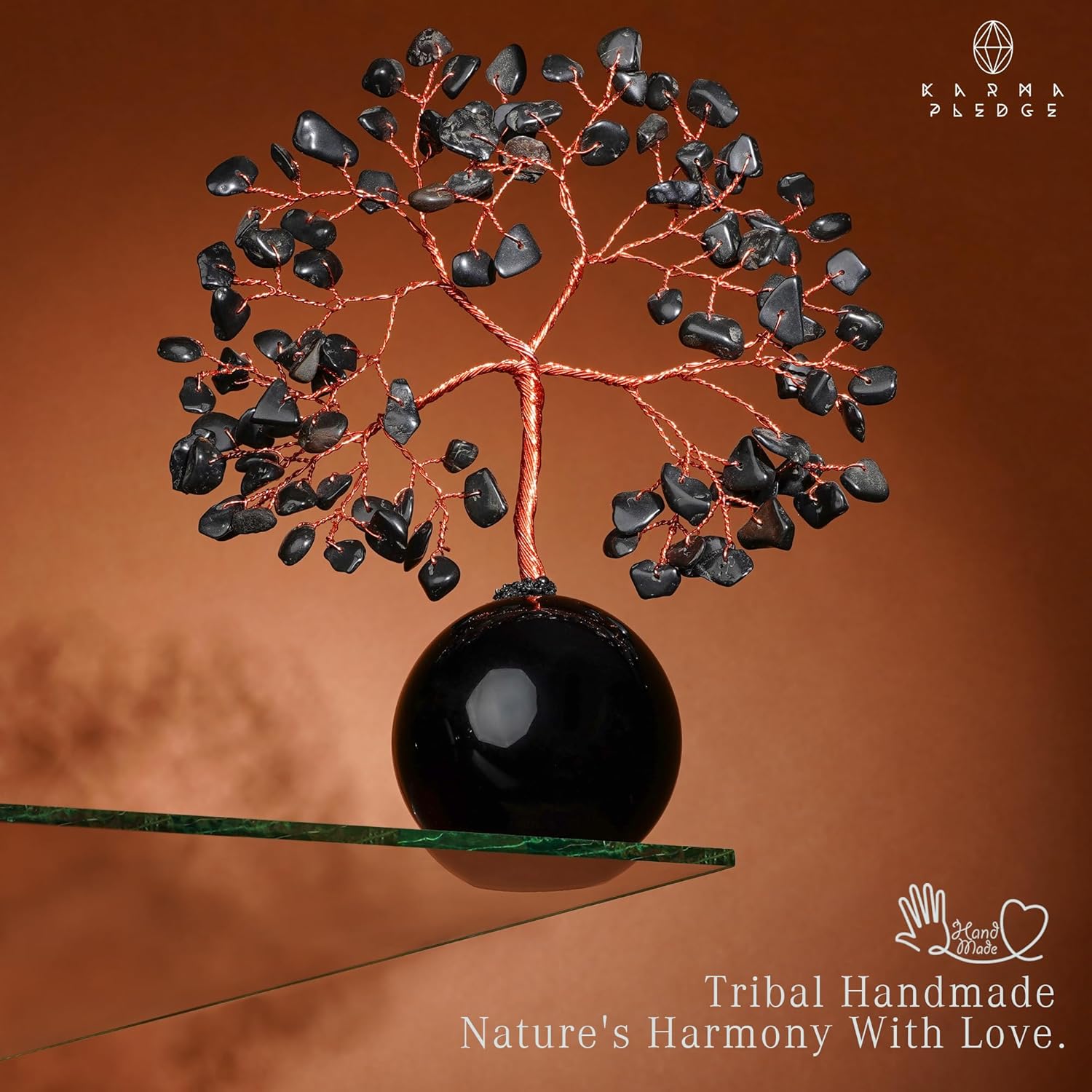 Black Obsidian Crystal Tree of Life Birthday Gifts for Women, Handmade Home Decor, Office, Room Decoration, Reiki Healing Crystal Chakra Tree for Money, Positivity, Good Luck Gifts for Her, Mom & Dad - Image 6