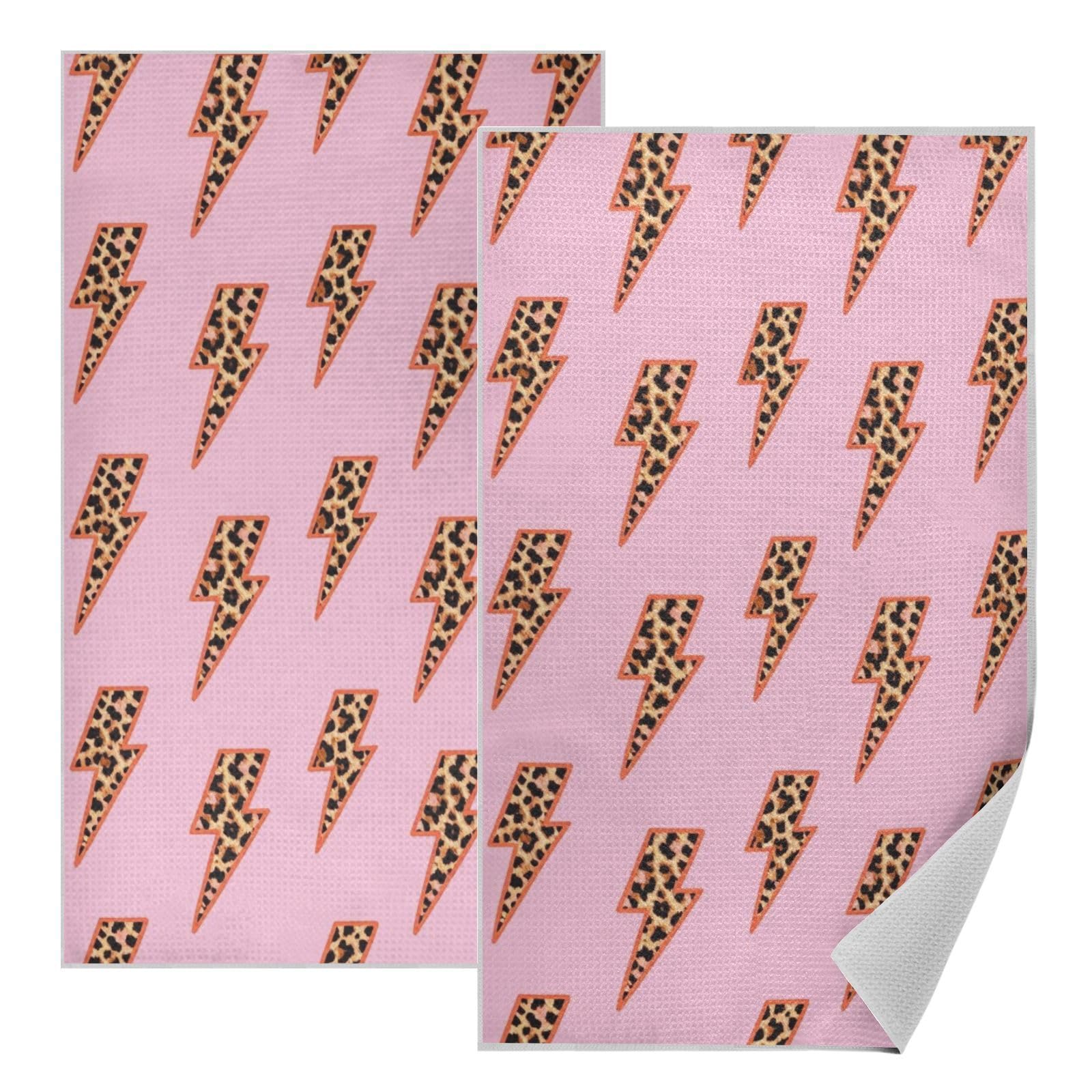 Paños de cocina de gofre súper absorbentes con diseño de guepardo rosa