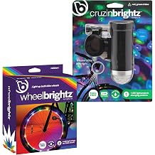 Brightz WheelBrightz & CruzIn LED Bike Lights Bundle, Rainbow & Red 2-Pack