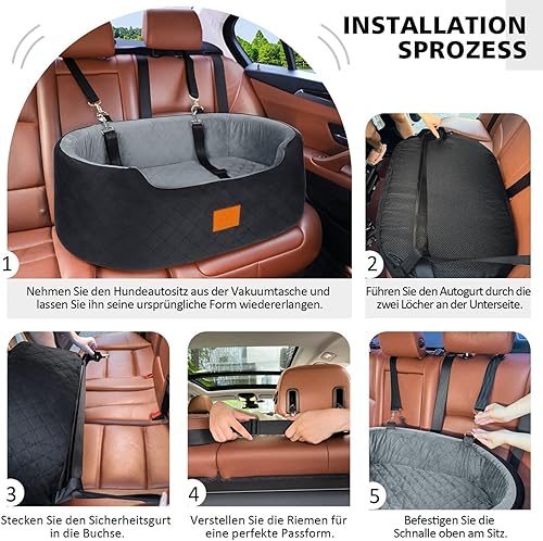 Miniatura 6 de Asiento de automóvil para perros grandesmedianos, asiento de automóvil para mascotas para perros de menos de 55 libras o 2 perros pequeños, asiento