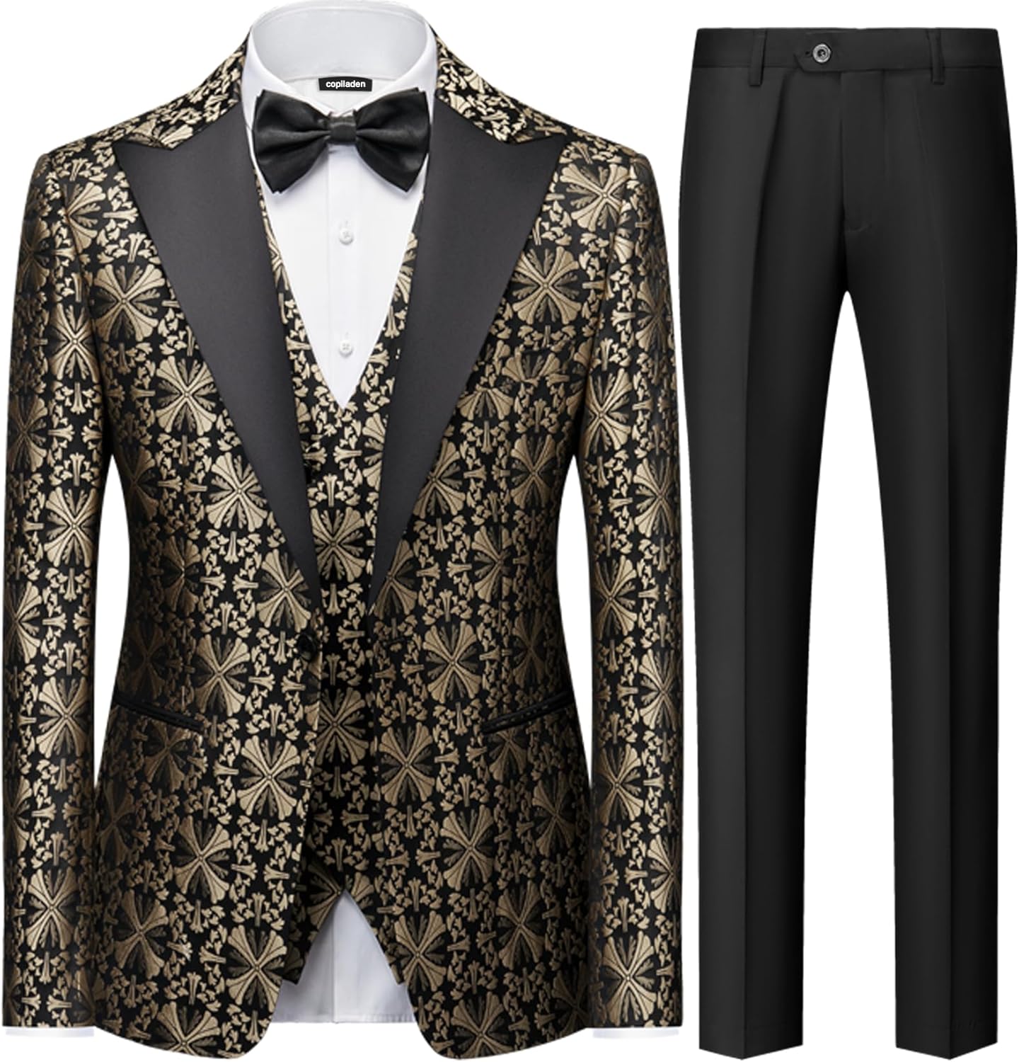 Men Suit 3 Piece Slim Fit Tuxedo for Men Paisley Suit Tux Shawl Lapel One Button Blazer Waistcoat Pant Set for Prom