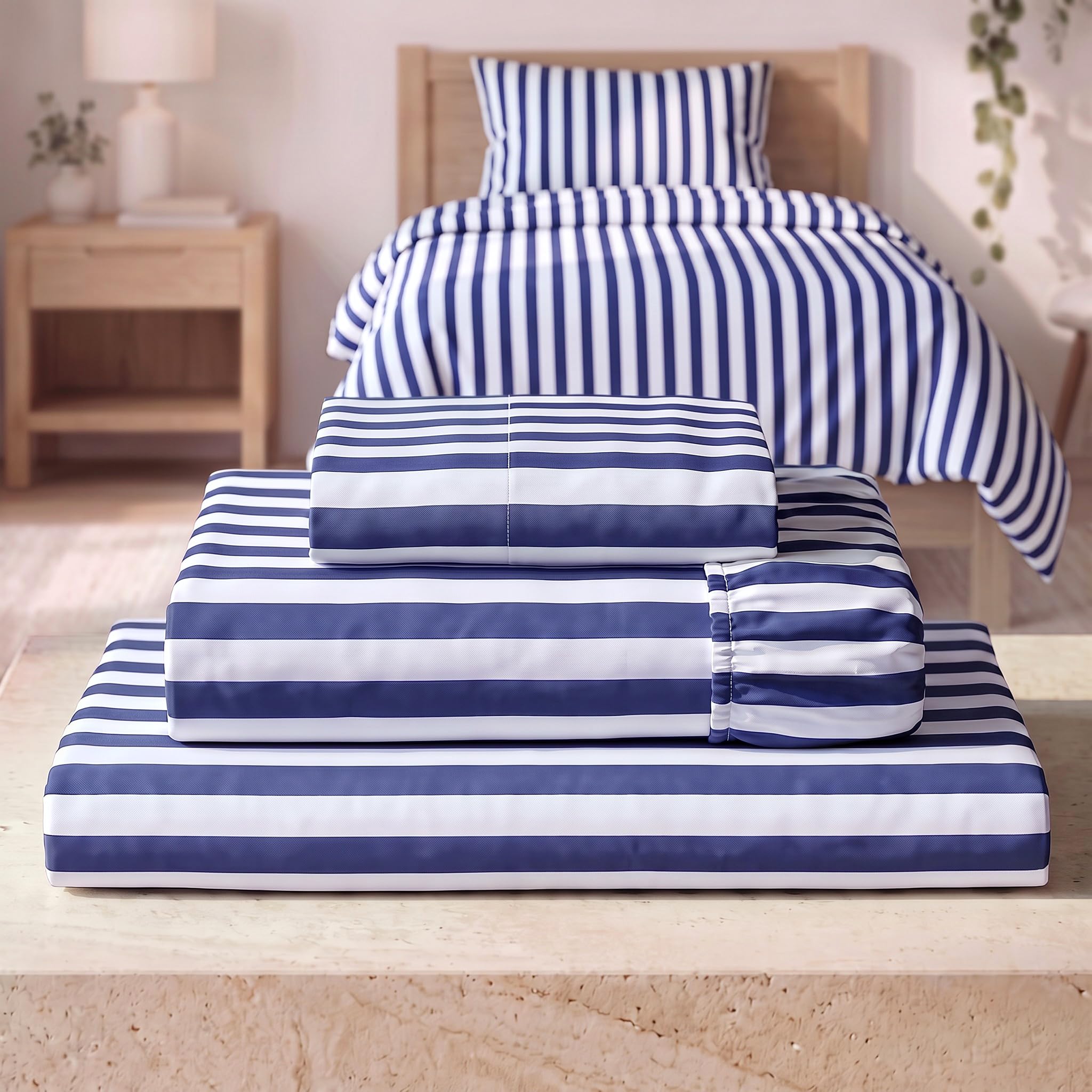 Mellanni Iconic 3-Piece Sheet Set (Twin XL, Oxford Stripe Blue Nova)