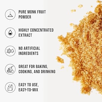 Monk Fruit Extract Powder, Pure Monk Fruit Sweetener with No Erythritol, Zero Calorie Sugar Substitute, Powdered Sweetener for Keto and Paleo Diets, 425g, 1371 Servings