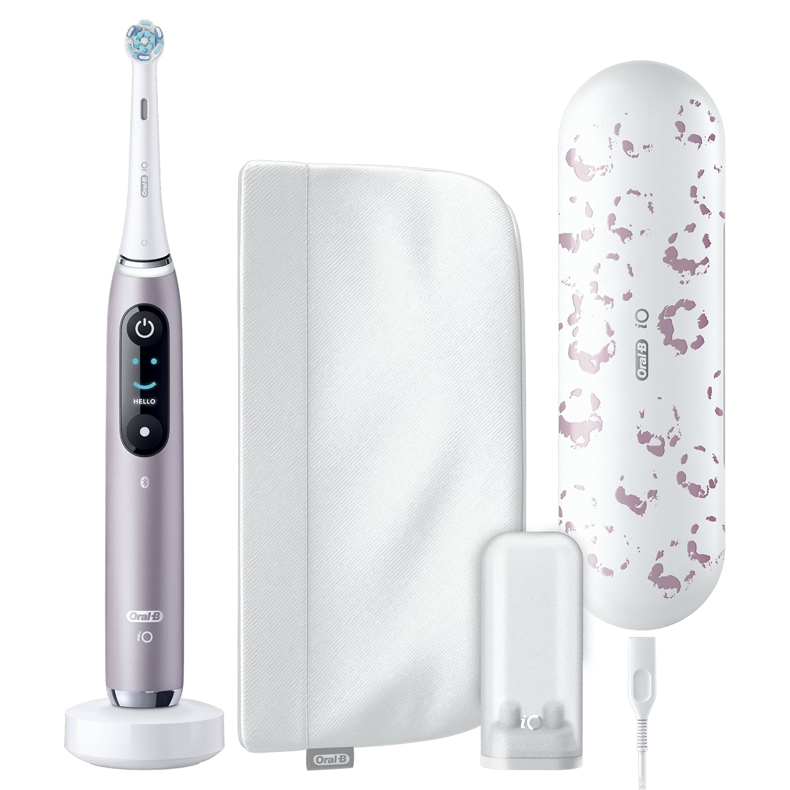 Oral-B iO Series 9 Édition Spéciale, Brosse à dents électrique, Connectée Bluetooth, 7 Modes de brossage, 1 Étui De Voyage, 1 Pochette, Rose Quartz