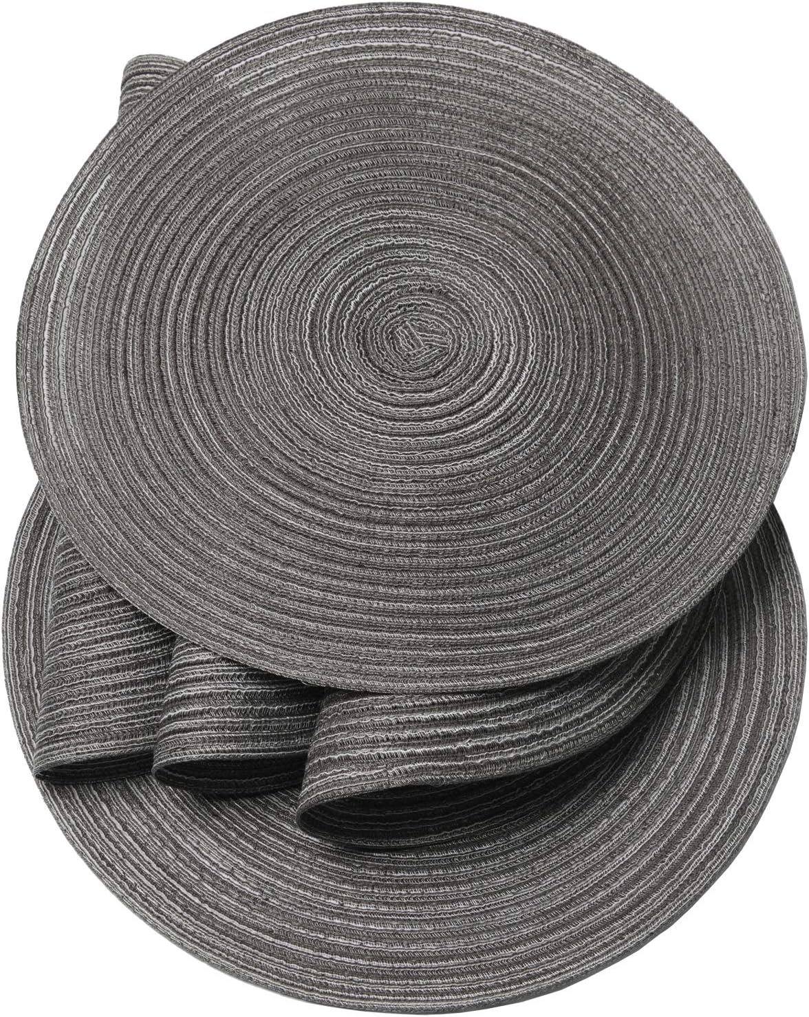Hоt Dеаlѕ SHACOS Round Braided Placemats Set of 6 Round Table Mats 15 inch Cotton Washable for Holiday Party (Black Grey, 6) Tор Brаndѕ SHACOS Round Braided Placemats Set of 6 Round Table Mats 15 inch Cotton Washable for Holiday Party (Black Grey, 6)
