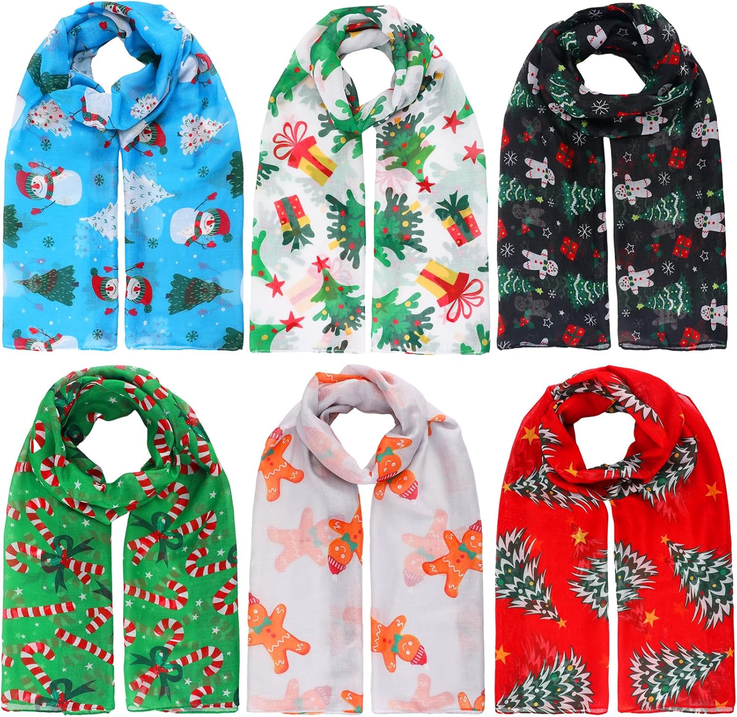 Suhine Christmas Scarf Bulk Lightweight Elegant Xmas Scarf Women Men Holiday Scarves Christmas Gift