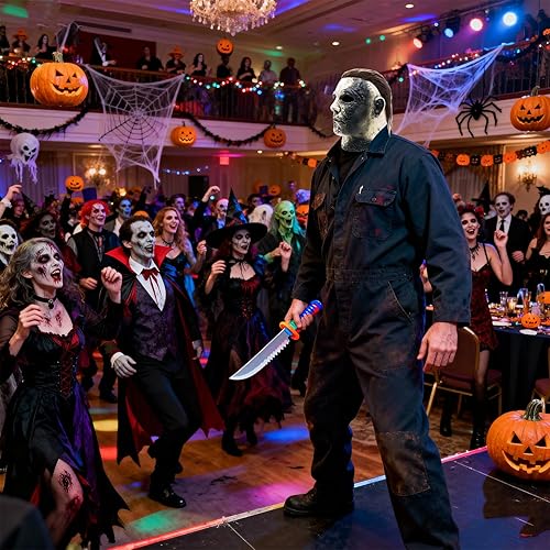Miniatura 5 de Máscara de Michael Myers para adultos, máscara aterradora de Halloween, cara de terror para Halloween, mascarada, cosplay, fiesta, disfraz de miedo